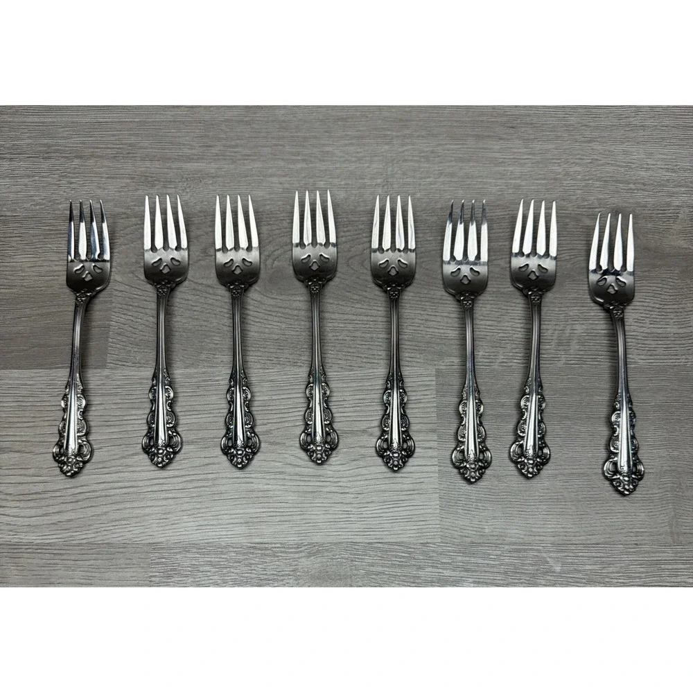 Oneida Renoir-Pembrooke Stainless Steel Salad Fork Set Of 8 - Made In USA